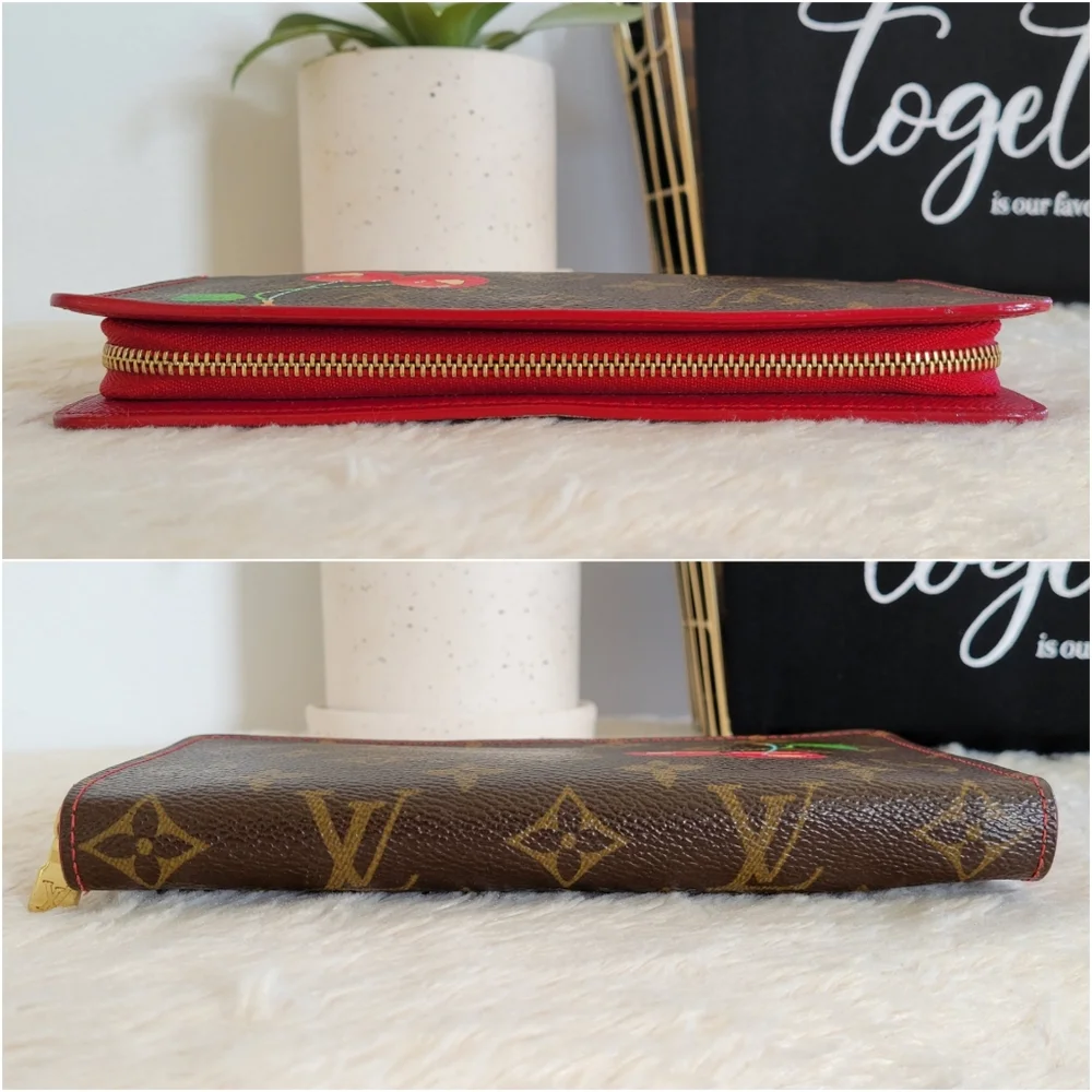 💕LIMITED Edition Louis Vuitton Porte-Monnaie Zippy Wallet Monogram Cerises